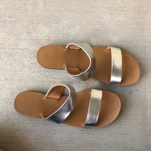 Silver Metallic “J. Crew” Slip-on Sandals